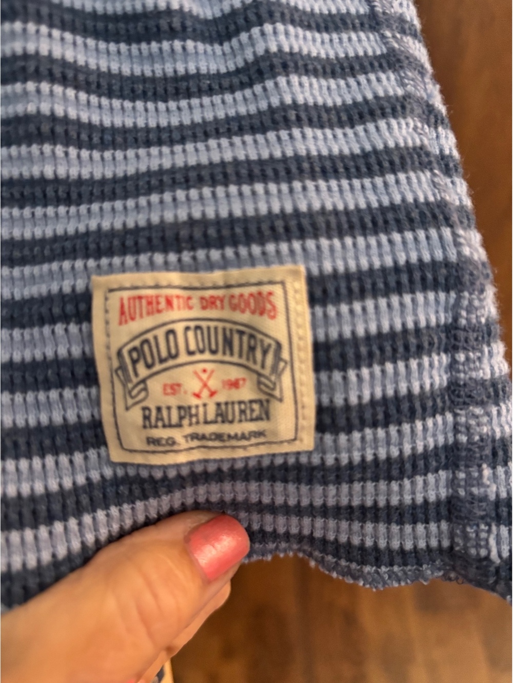 Polo by Ralph Lauren Men's Long Sleeve Striped Thermal Shirt Size Medium - Picture 3 of 6